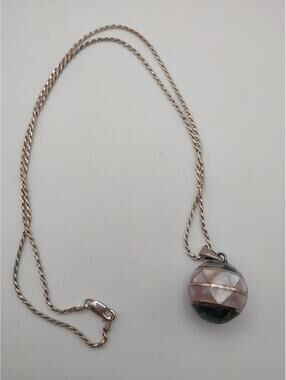 Vintage Mexico 925 Silver Harmony Ball Inlay Necklace